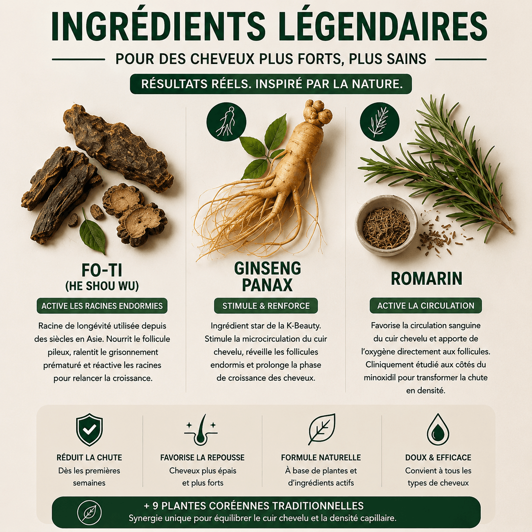 Soin solide cheveux - Fibre Renforcée & Plantes Coréennes